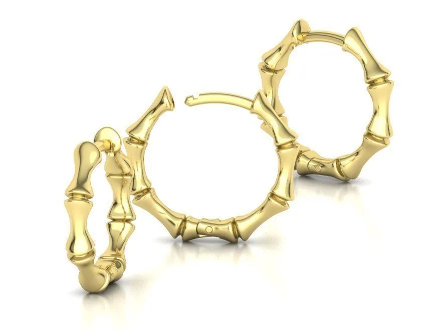High-polished bamboo hoop earrings, symbolizing natural elegance and sophistication, perfect for any occasion.