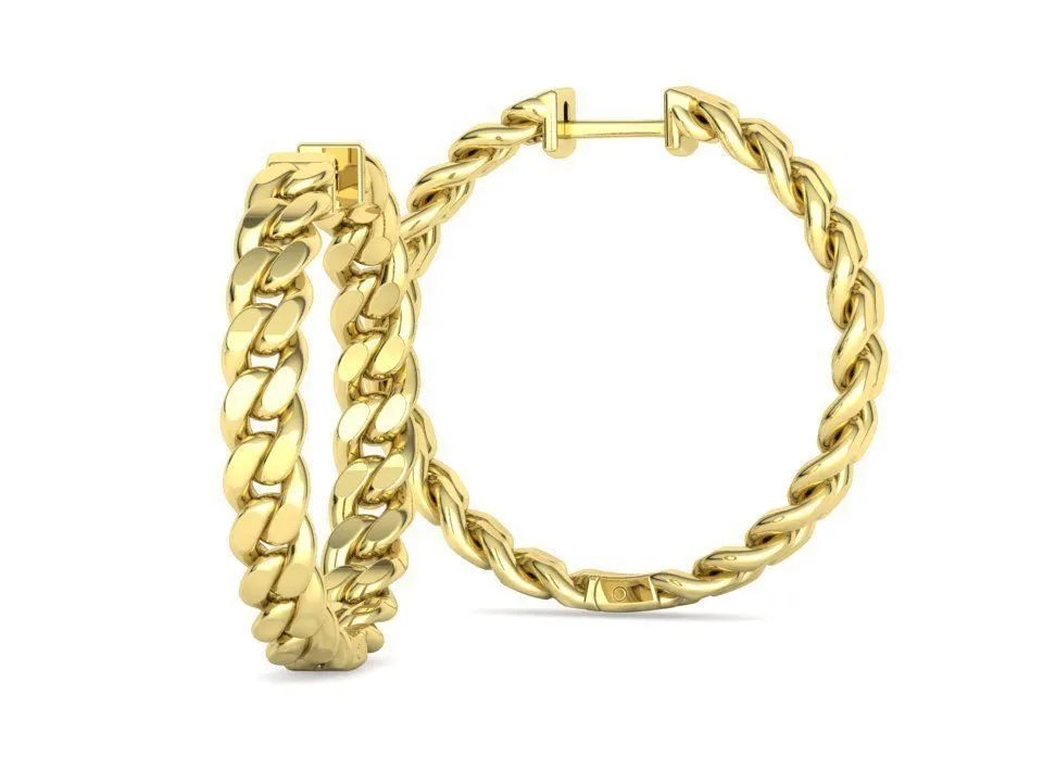 High-polished 30mm chain hoop earrings, symbolizing modern elegance and sophistication, perfect for any occasion.