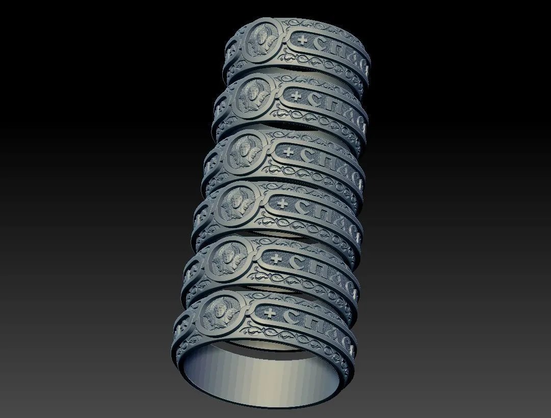 Silver ring featuring a detailed depiction of a cherub, symbolizing divine protection and faith, perfect for those who embrace a bold style.