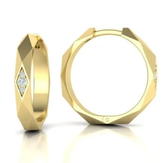 High-polished facet hoop earrings, symbolizing modern elegance and sophistication, perfect for any occasion.