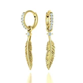 High-polished feather small hoop earrings, symbolizing natural elegance and sophistication, perfect for any occasion.