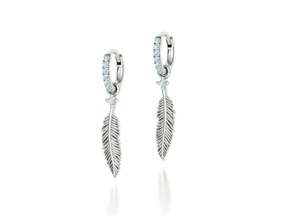 High-polished feather small hoop earrings, symbolizing natural elegance and sophistication, perfect for any occasion.