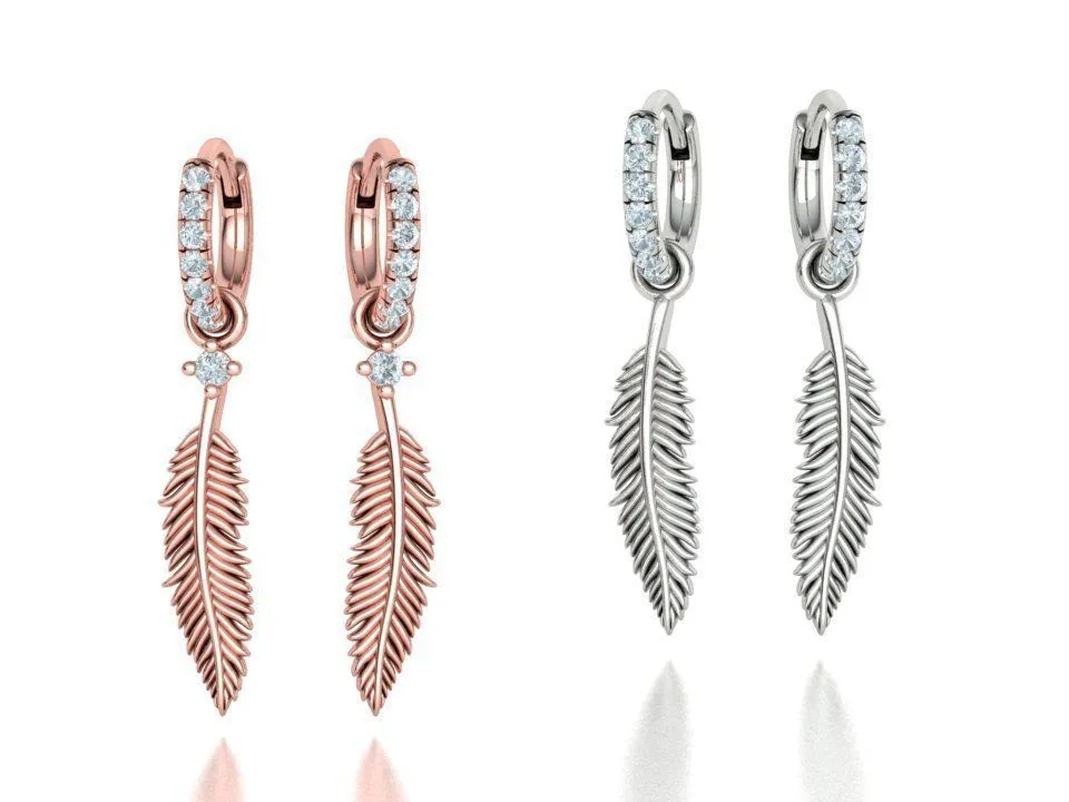 High-polished feather small hoop earrings, symbolizing natural elegance and sophistication, perfect for any occasion.