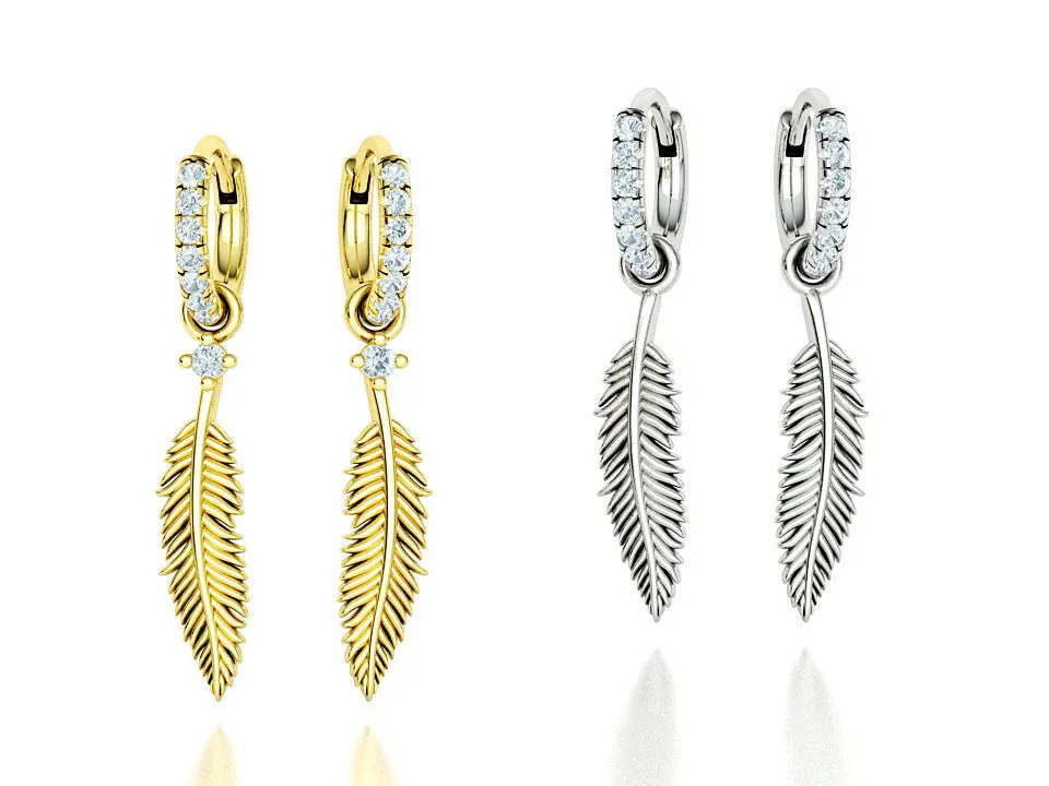 High-polished feather small hoop earrings, symbolizing natural elegance and sophistication, perfect for any occasion.