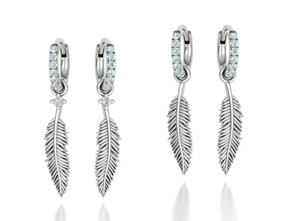 High-polished feather small hoop earrings, symbolizing natural elegance and sophistication, perfect for any occasion.
