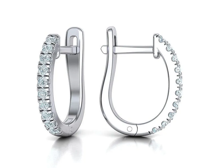 Fine Diamond Hoop Earrings 14mm-4 High-polished 14mm hoop earrings adorned with fine diamonds, symbolizing luxury and sophistication, perfect for any occasion.