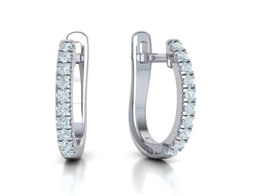 Fine Diamond Hoop Earrings 14mm-6 High-polished 14mm hoop earrings adorned with fine diamonds, symbolizing luxury and sophistication, perfect for any occasion.