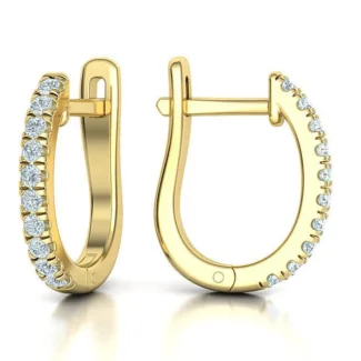 High-polished 14mm hoop earrings adorned with fine diamonds, symbolizing luxury and sophistication, perfect for any occasion.