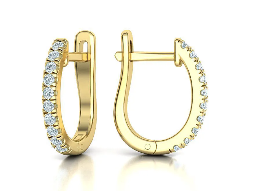 Fine Diamond Hoop Earrings 14mm-7 High-polished 14mm hoop earrings adorned with fine diamonds, symbolizing luxury and sophistication, perfect for any occasion.
