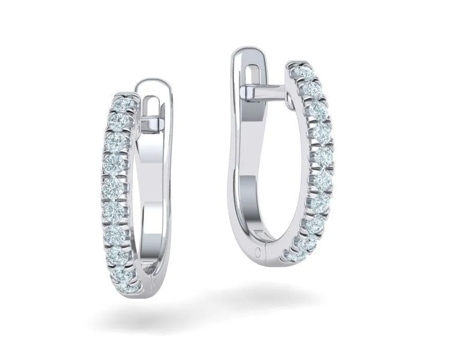 Fine Diamond Hoop Earrings 14mm-8 High-polished 14mm hoop earrings adorned with fine diamonds, symbolizing luxury and sophistication, perfect for any occasion.