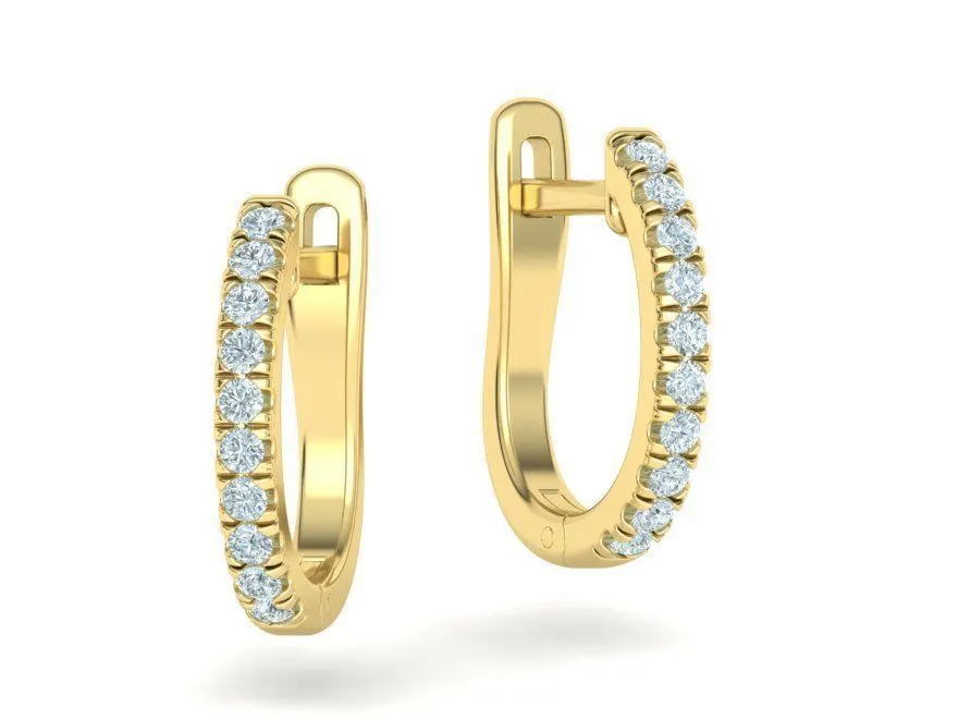 Fine Diamond Hoop Earrings 14mm-9 High-polished 14mm hoop earrings adorned with fine diamonds, symbolizing luxury and sophistication, perfect for any occasion.