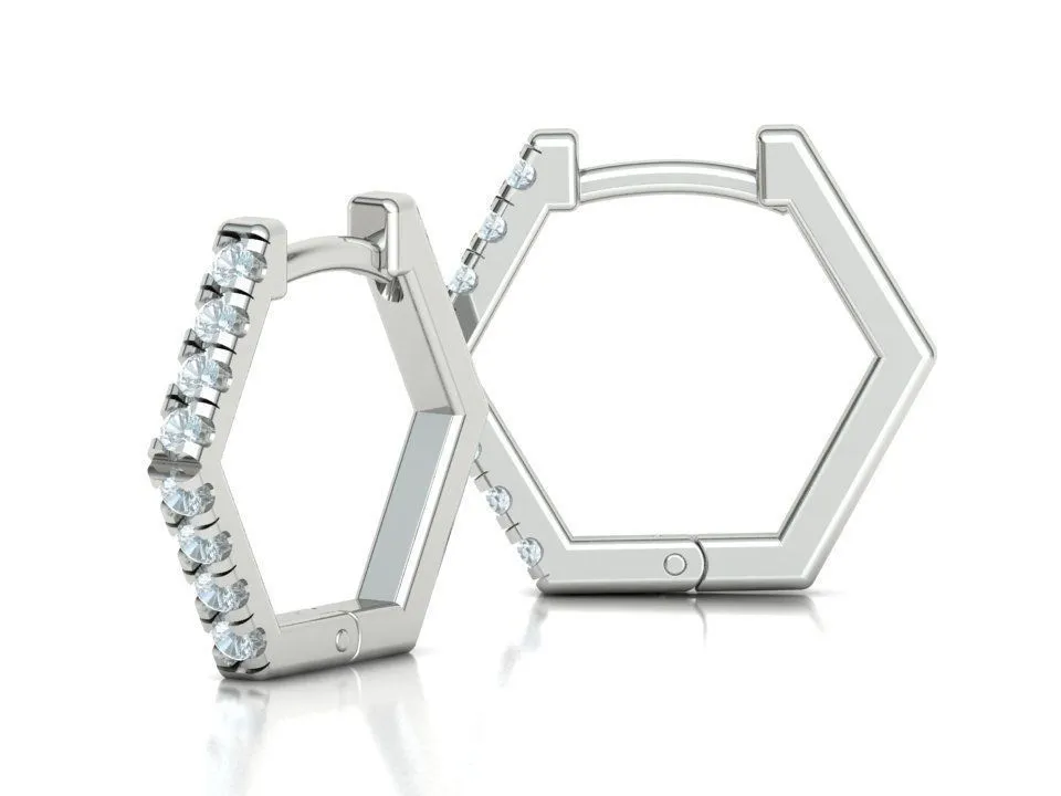 High-polished hexagon hoop earrings, symbolizing modern elegance and sophistication, perfect for any occasion.