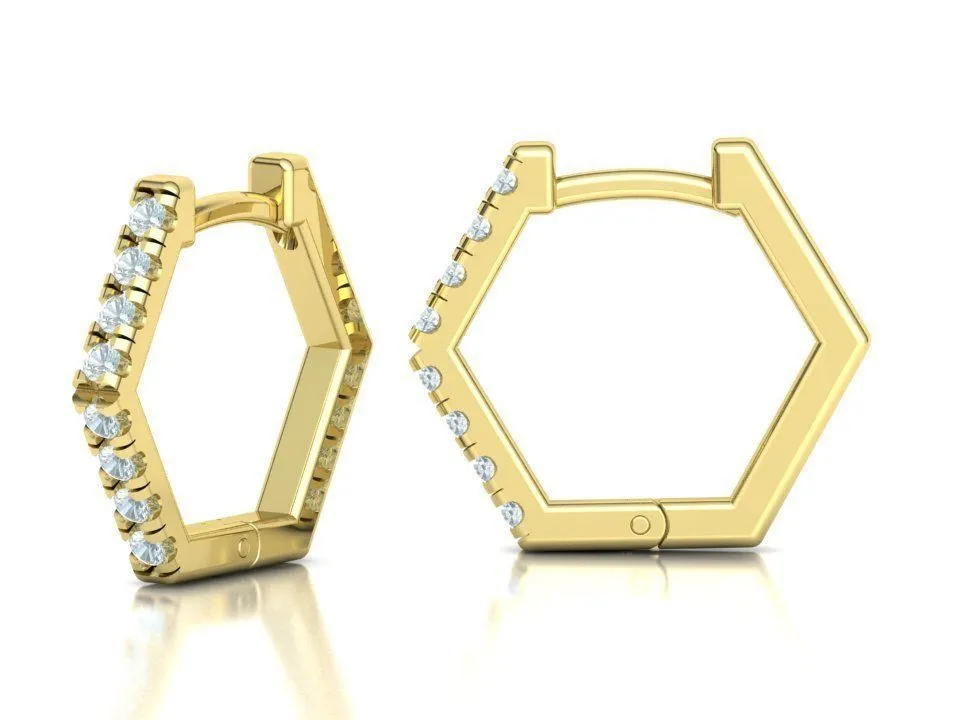 High-polished hexagon hoop earrings, symbolizing modern elegance and sophistication, perfect for any occasion.