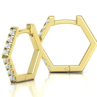 High-polished hexagon hoop earrings, symbolizing modern elegance and sophistication, perfect for any occasion.