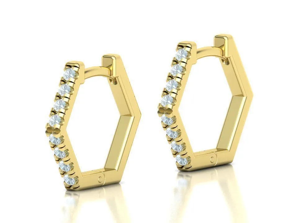 High-polished hexagon hoop earrings, symbolizing modern elegance and sophistication, perfect for any occasion.