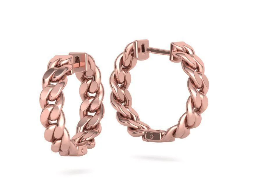 High-polished 20mm hoop earrings with a Cuban link design, symbolizing timeless elegance and sophistication, perfect for any occasion.