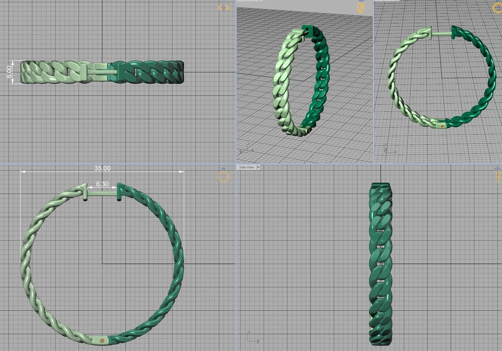 Hoop Cuban Earrings 35mm-33 High-polished 35mm hoop earrings with a Cuban link design, symbolizing timeless elegance and sophistication, perfect for any occasion.