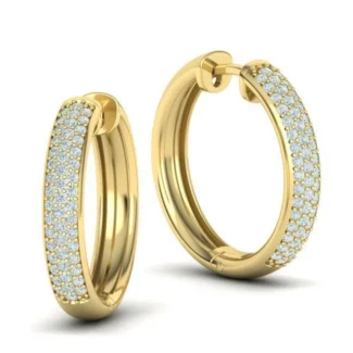High-polished 22mm hoop earrings adorned with sparkling diamonds, symbolizing luxury and sophistication, perfect for any occasion.
