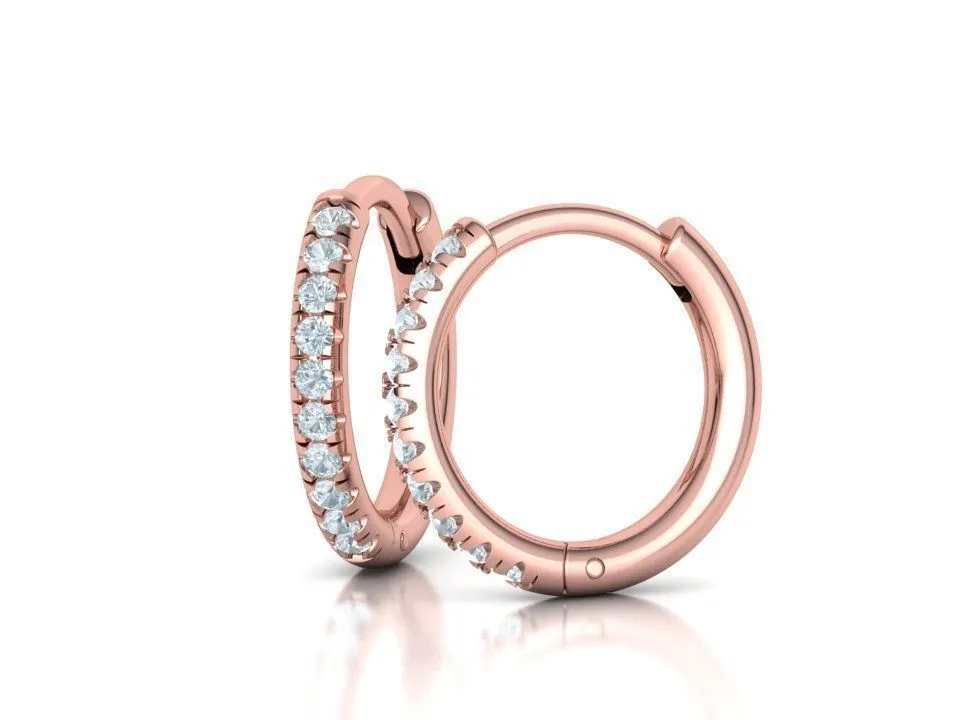 High-polished 10mm hoop earrings adorned with pavé diamonds, symbolizing luxury and sophistication, perfect for any occasion.