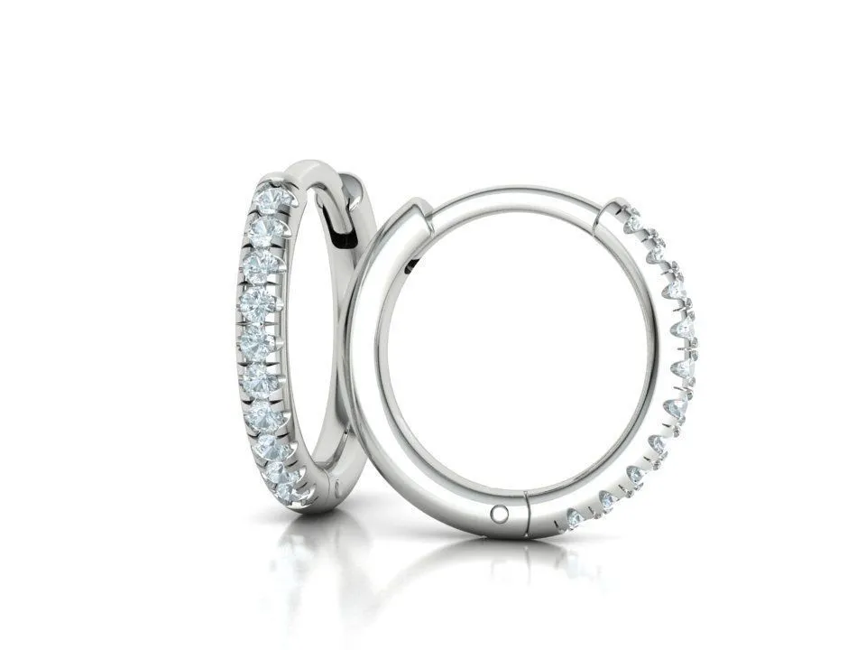 High-polished 10mm hoop earrings adorned with pavé diamonds, symbolizing luxury and sophistication, perfect for any occasion.