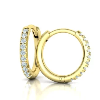 High-polished 10mm hoop earrings adorned with pavé diamonds, symbolizing luxury and sophistication, perfect for any occasion.