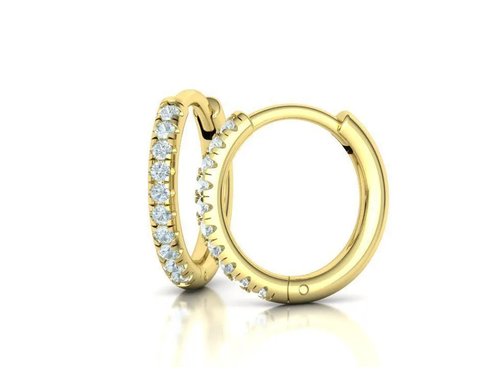 High-polished 10mm hoop earrings adorned with pavé diamonds, symbolizing luxury and sophistication, perfect for any occasion.
