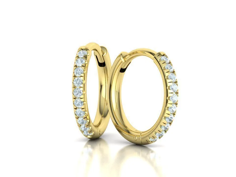 High-polished 10mm hoop earrings adorned with pavé diamonds, symbolizing luxury and sophistication, perfect for any occasion.