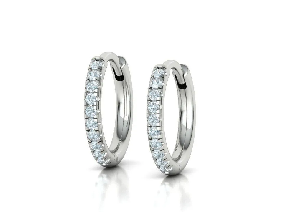 High-polished 10mm hoop earrings adorned with pavé diamonds, symbolizing luxury and sophistication, perfect for any occasion.