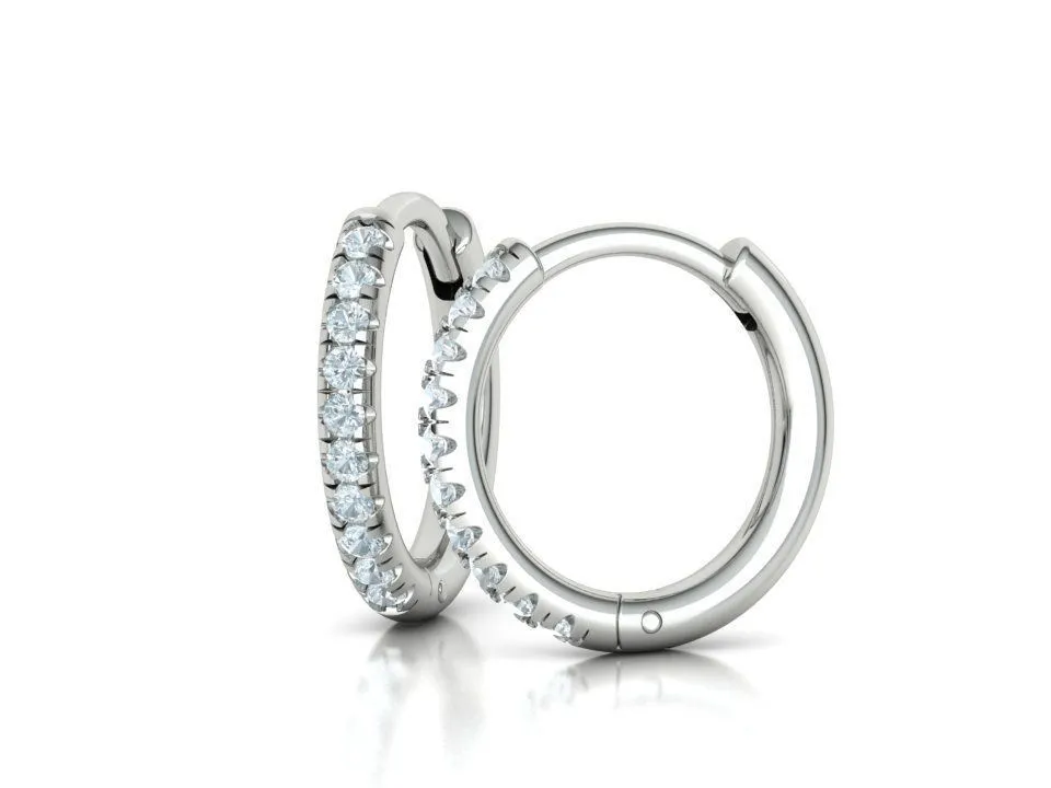 High-polished 10mm hoop earrings adorned with pavé diamonds, symbolizing luxury and sophistication, perfect for any occasion.