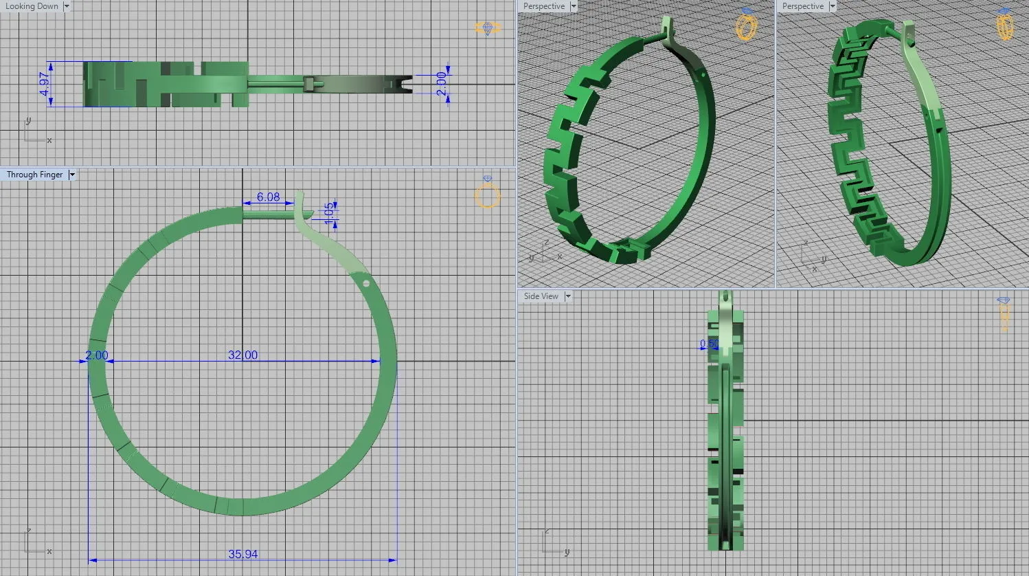 High-polished 36mm hoop earrings with an intricate meander design, symbolizing timeless elegance and sophistication, perfect for any occasion.