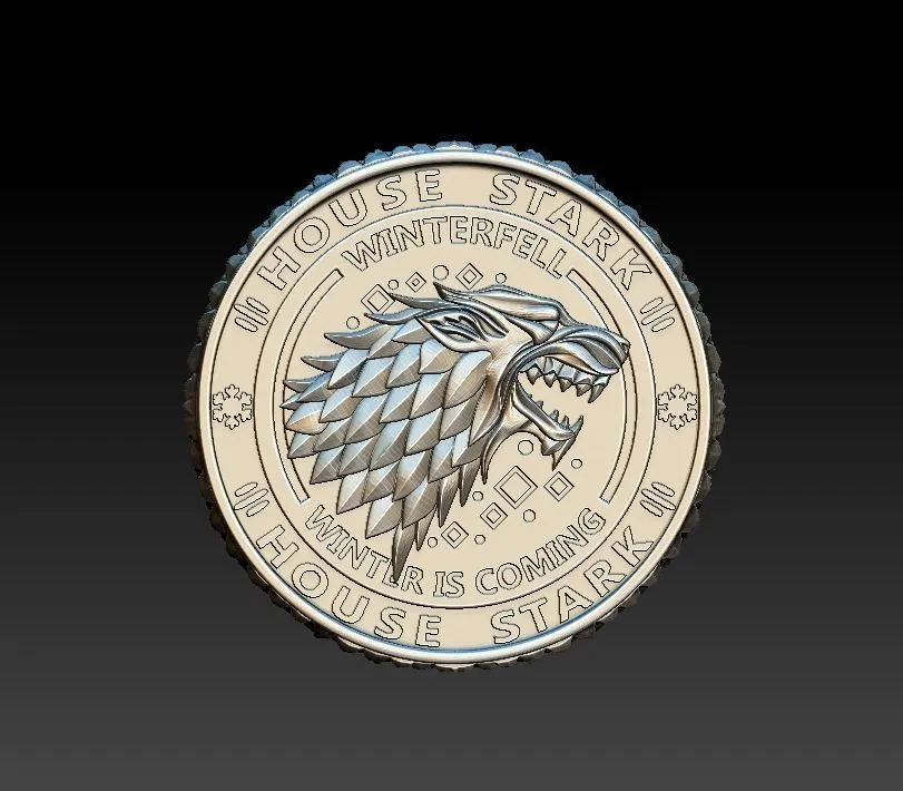 Silver ring featuring a detailed depiction of the direwolf and Winterfell, symbolizing loyalty and strength, perfect for those who embrace a bold style.