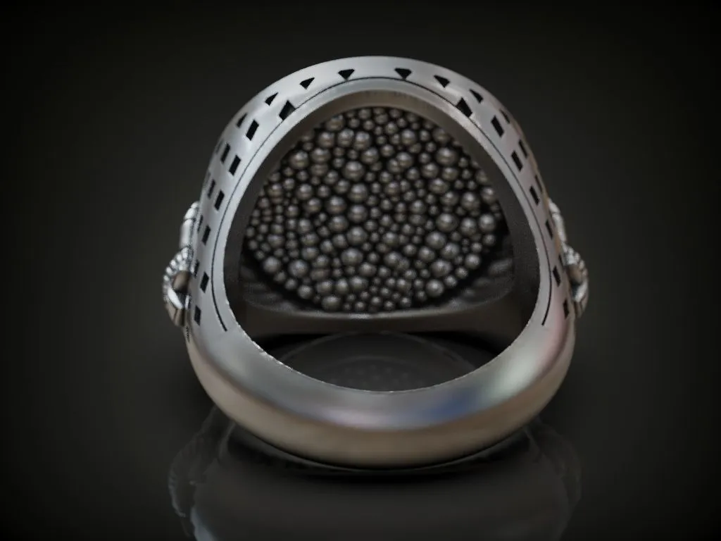 Silver ring featuring a detailed depiction of an undead jester, joker, and clown skull, symbolizing dark elegance and mystery, perfect for those who embrace a bold style.