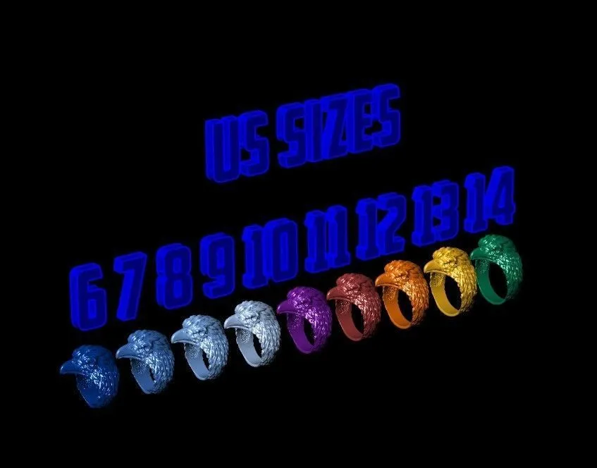 Men's Ring Eagle Hawk Falcon Head-10 Silver ring featuring a detailed depiction of an eagle, hawk, and falcon head, symbolizing strength and freedom, perfect for those who embrace a bold style.