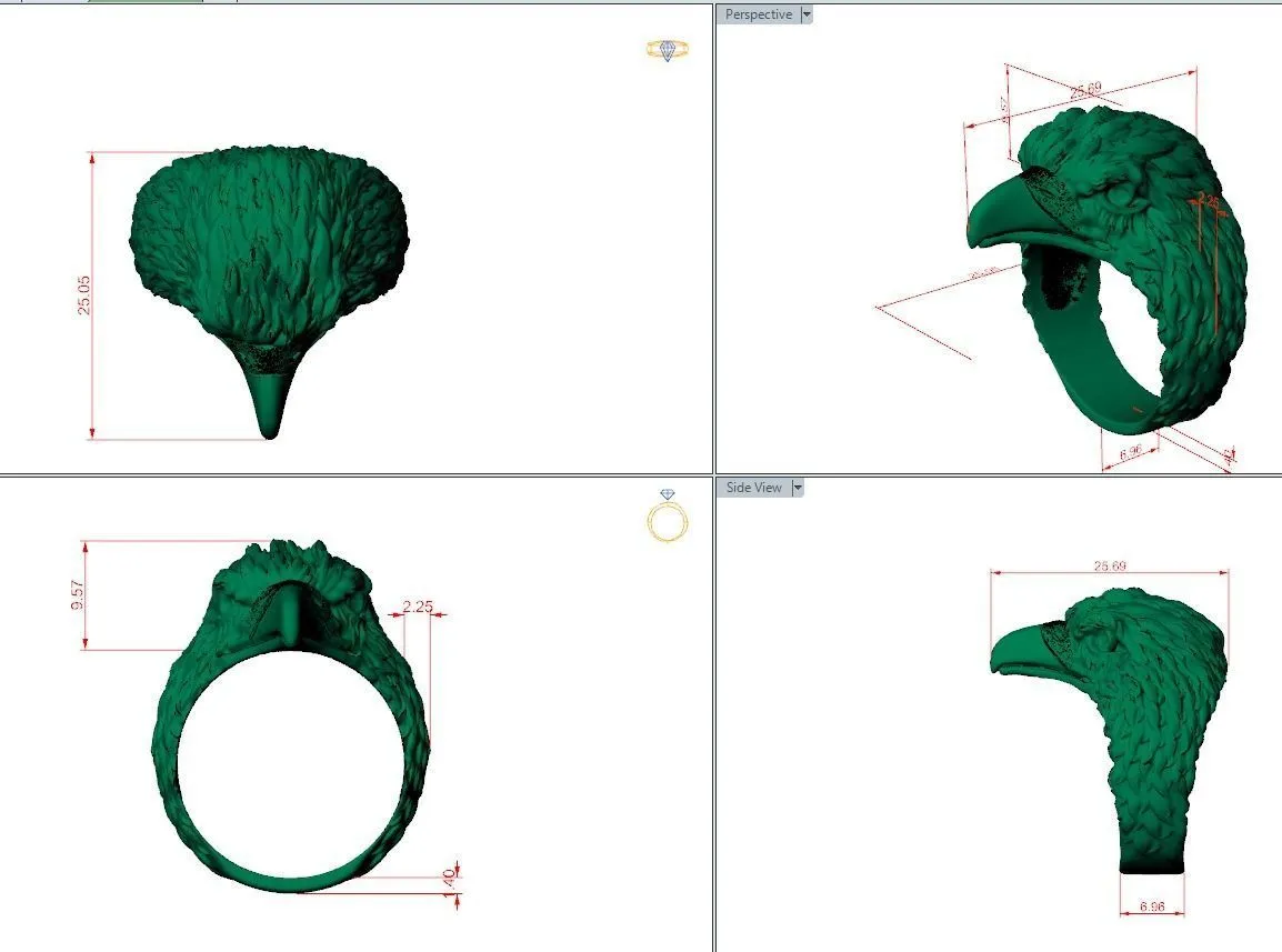 Men's Ring Eagle Hawk Falcon Head-3 Silver ring featuring a detailed depiction of an eagle, hawk, and falcon head, symbolizing strength and freedom, perfect for those who embrace a bold style.