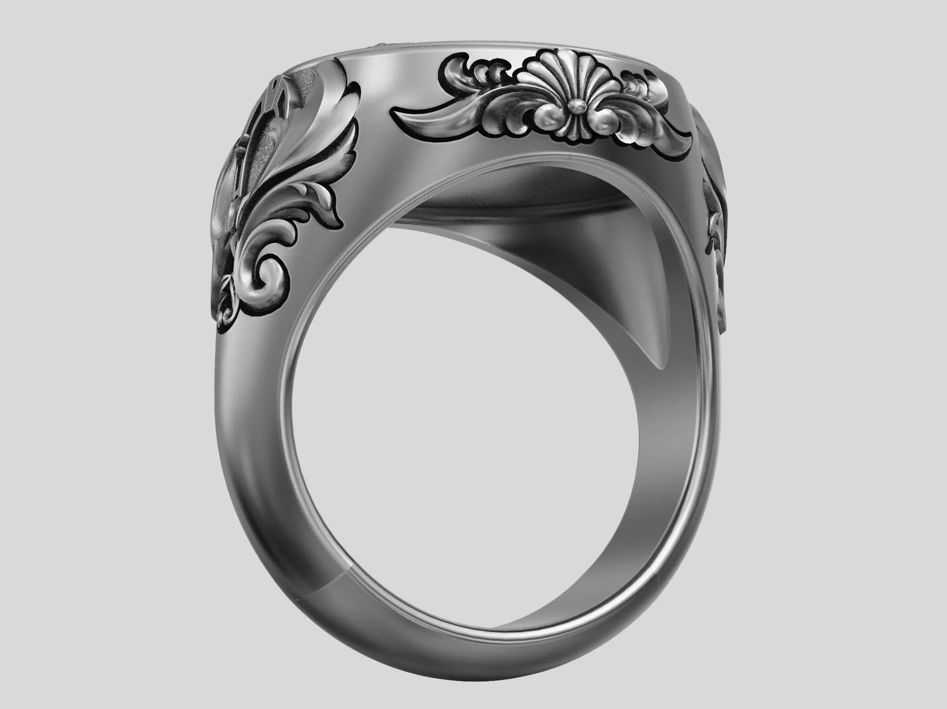 Silver signet ring featuring a detailed Pegasus horse with wings design, symbolizing freedom and strength, perfect for those who embrace a bold style.