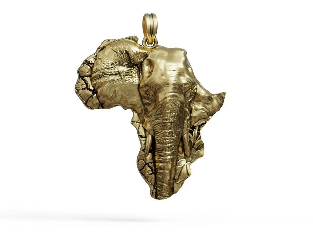 Silver pendant depicting an African elephant, symbolizing strength, family, and conservation.