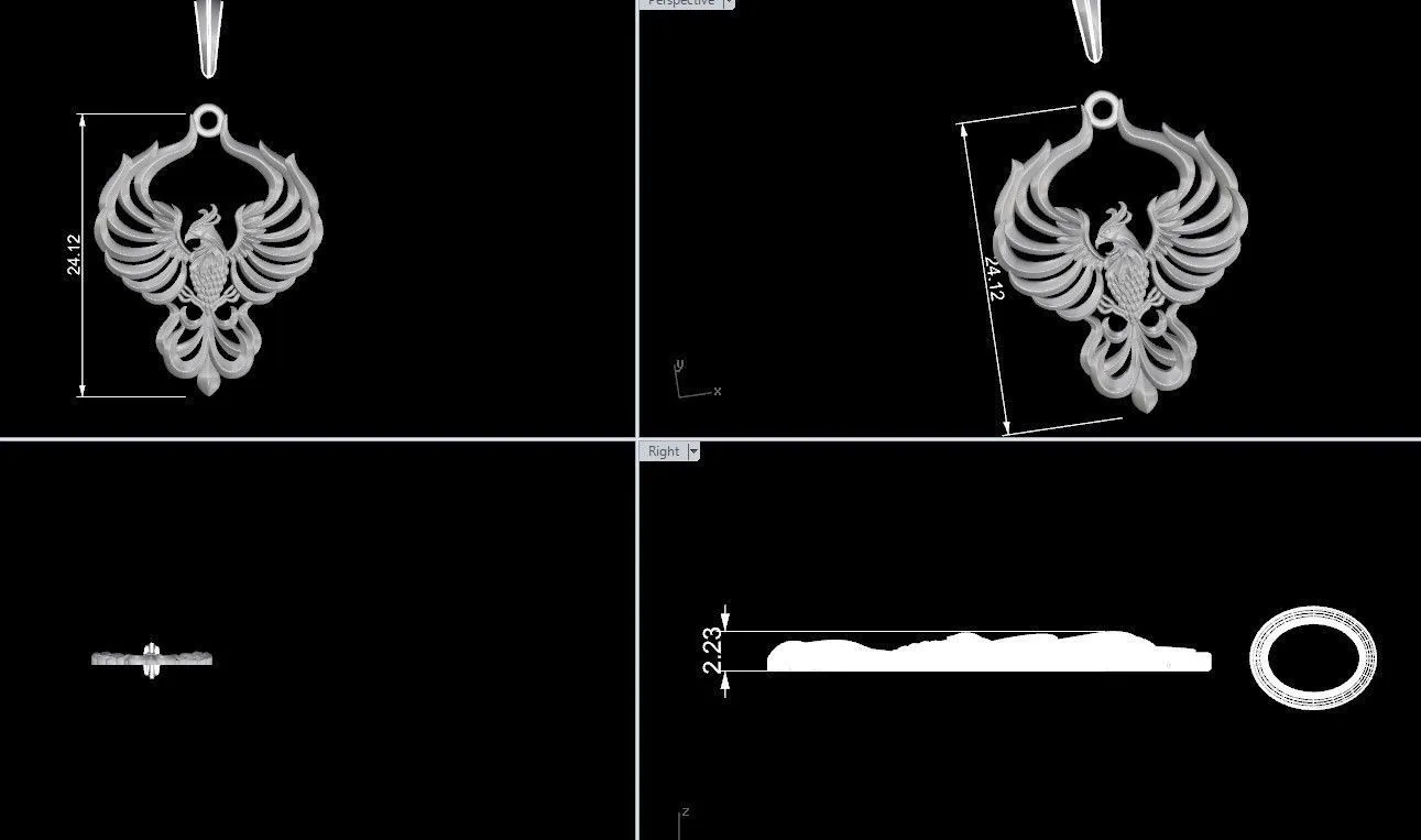 Phoenix Bird Pendant-6 Silver Phoenix Bird Pendant depicting the mythical phoenix in mid-flight, symbolizing rebirth and renewal.