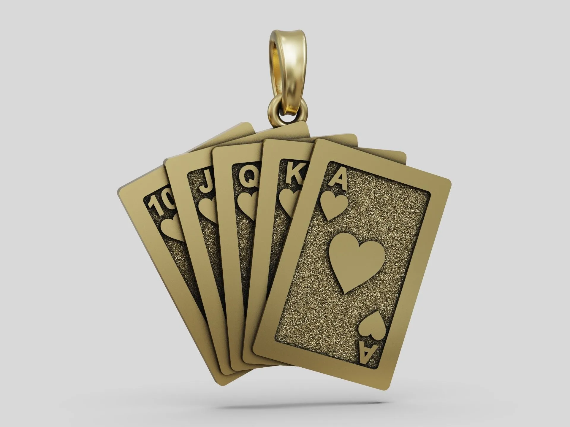 Poker Royal Flush Playing Cards Pendant-4 Silver pendant featuring a royal flush from the suit of spades, ideal for poker players and enthusiasts.