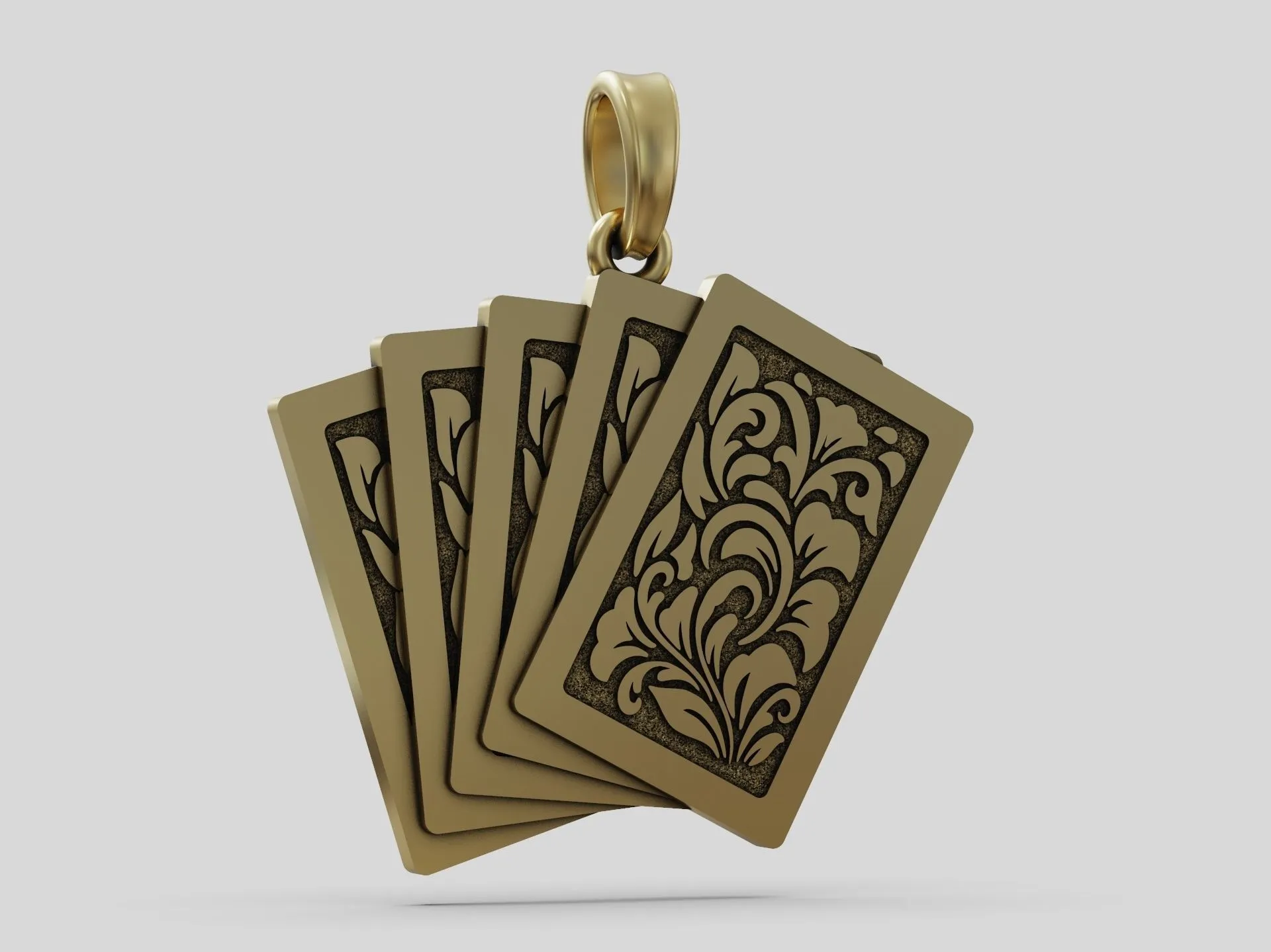 Poker Royal Flush Playing Cards Pendant-9 Silver pendant featuring a royal flush from the suit of spades, ideal for poker players and enthusiasts.