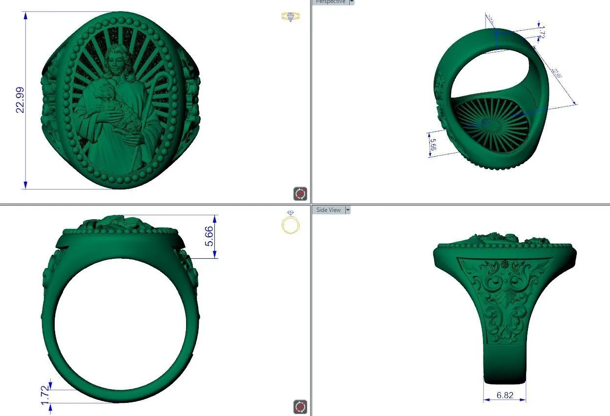 Silver ring featuring a detailed depiction of Jesus Christ holding a lamb, symbolizing compassion and faith, perfect for those who embrace a bold style.