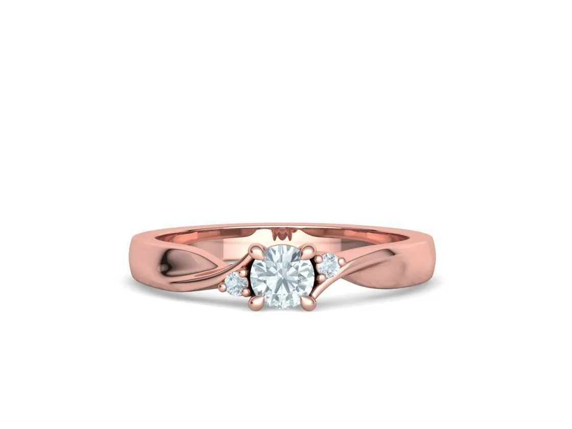 SWR-002-Elegant Twist Solitaire Ring-10 Elegant Twist Solitaire Ring in Sterling Silver 925