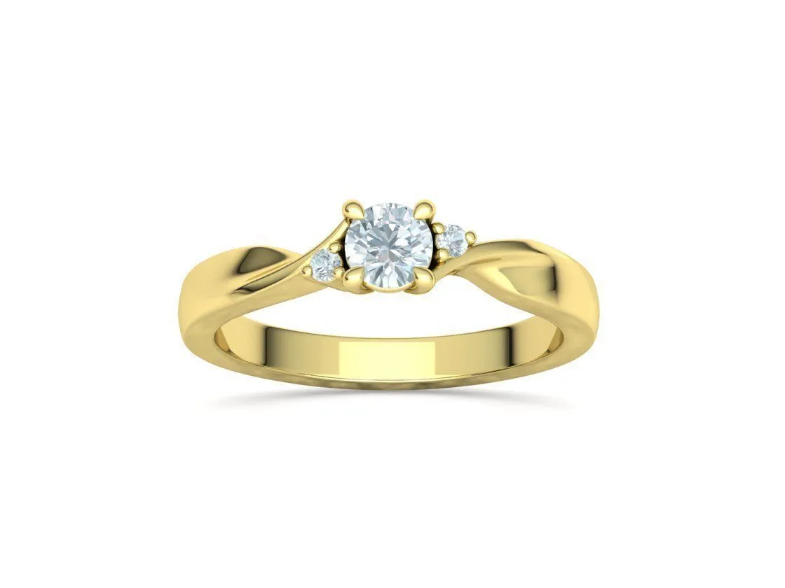 SWR-002-Elegant Twist Solitaire Ring-13 Elegant Twist Solitaire Ring in Sterling Silver 925