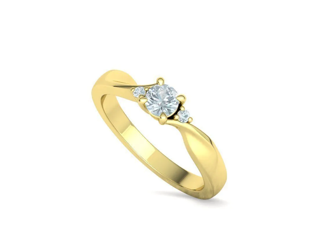 SWR-002-Elegant Twist Solitaire Ring-18 Elegant Twist Solitaire Ring in Sterling Silver 925