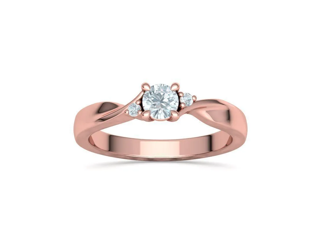SWR-002-Elegant Twist Solitaire Ring-24 Elegant Twist Solitaire Ring in Sterling Silver 925