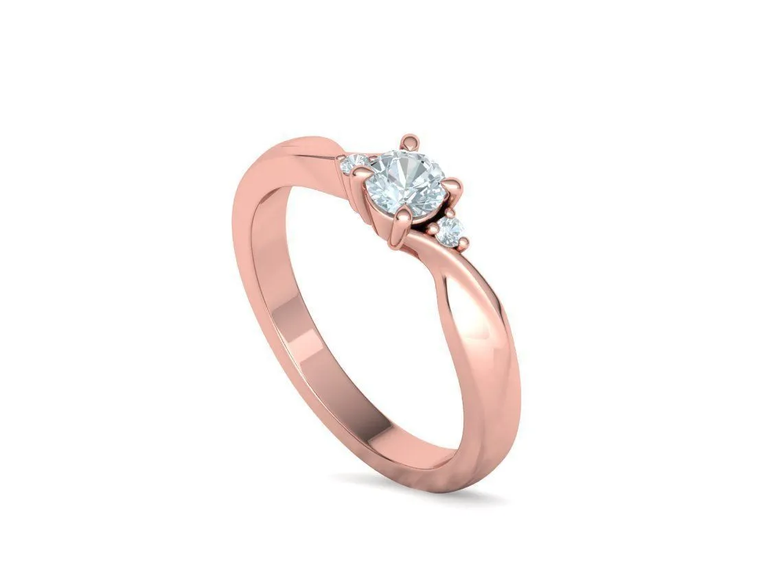 SWR-002-Elegant Twist Solitaire Ring-26 Elegant Twist Solitaire Ring in Sterling Silver 925