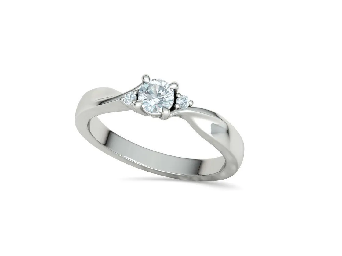 SWR-002-Elegant Twist Solitaire Ring-8 Elegant Twist Solitaire Ring in Sterling Silver 925
