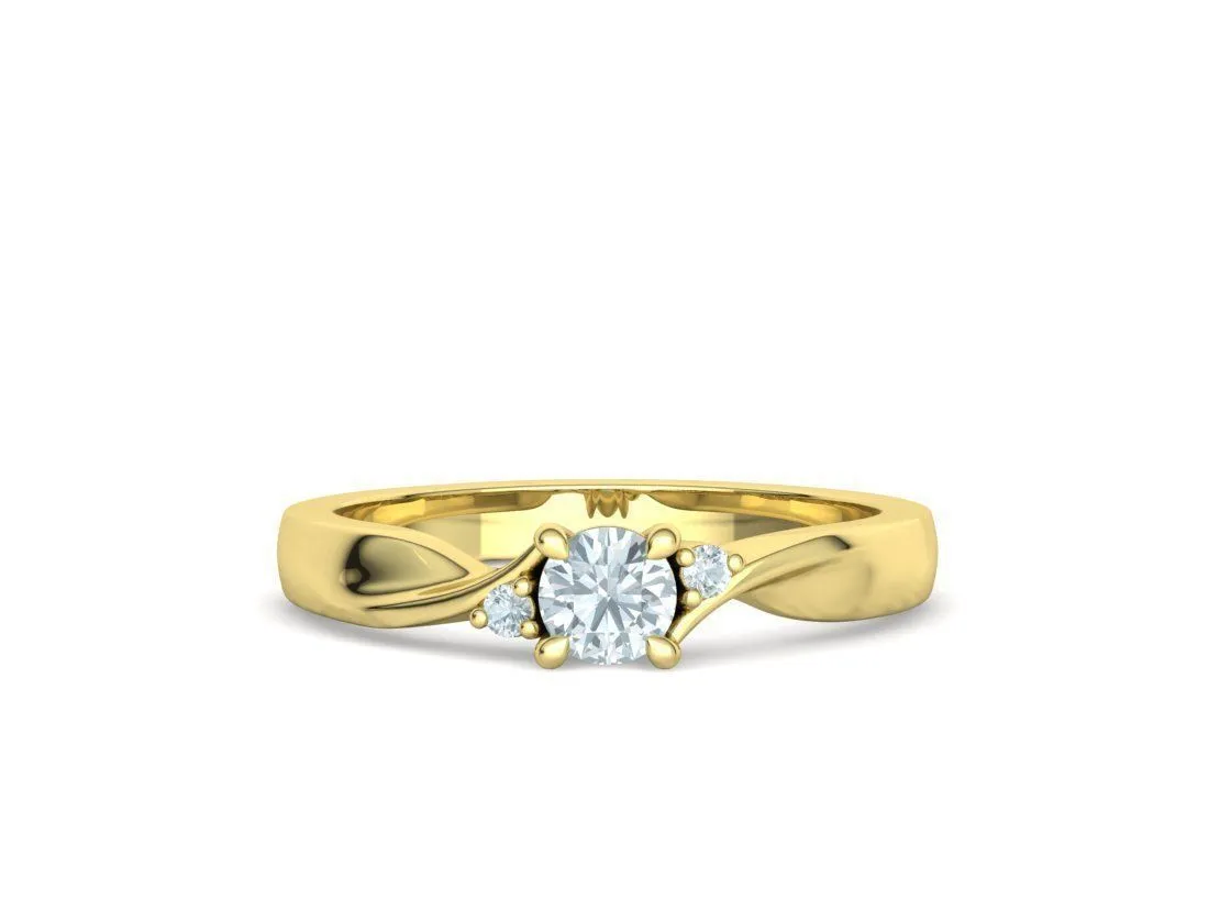 SWR-002-Elegant Twist Solitaire Ring-9 Elegant Twist Solitaire Ring in Sterling Silver 925