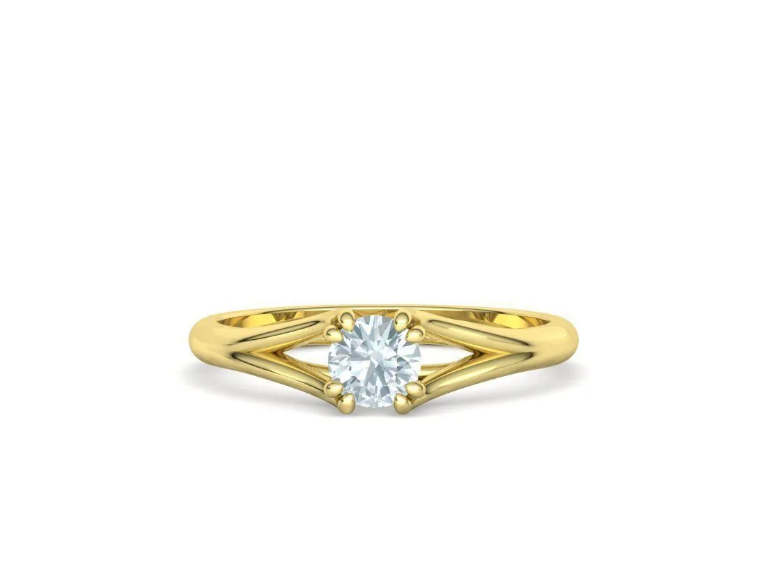 Split Shank Solitaire Ring in Sterling Silver 925