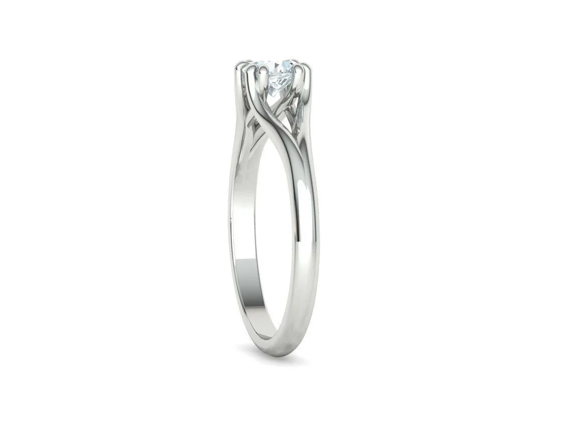 Split Shank Solitaire Ring in Sterling Silver 925