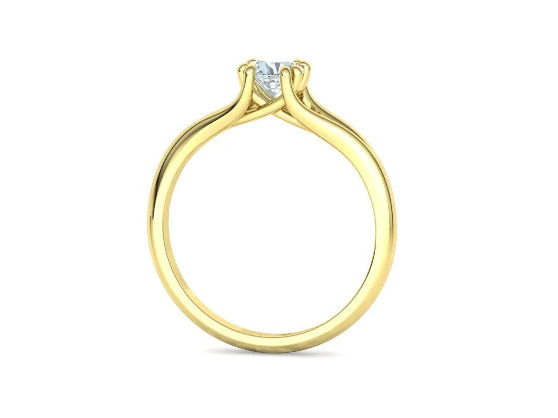 Split Shank Solitaire Ring in Sterling Silver 925